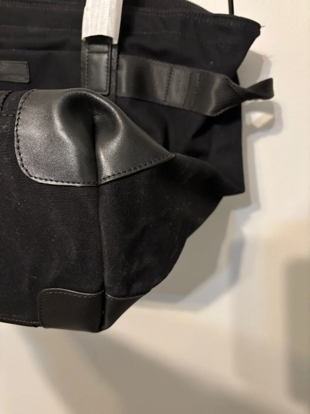 Brooks Brothers Black Canvas Tote with White Logo